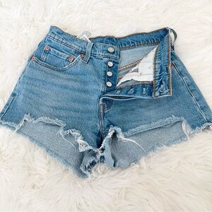 Levi's Light Blue Distressed Jean Shorts